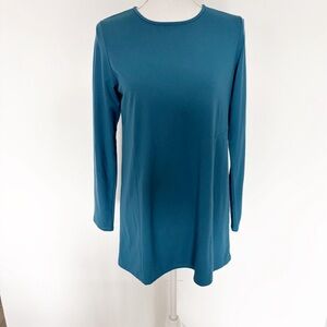 J. Jill Wearever Teal Crew Neck A-line Tunic Top Size 6